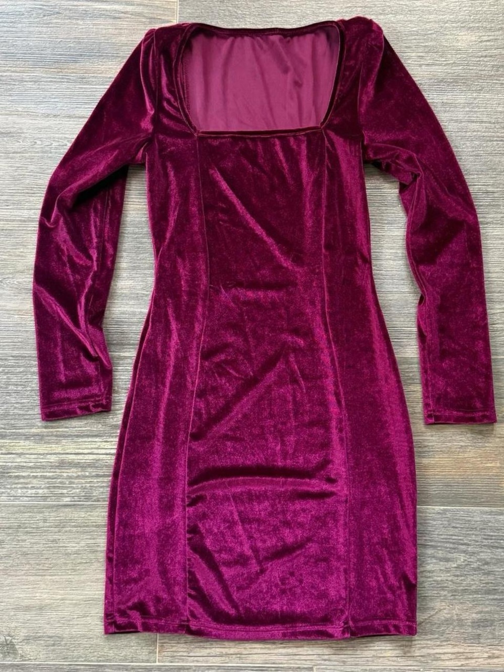 Witchy whimsy ethereal gemstone purple burgundy velvet velour long sleeve dress